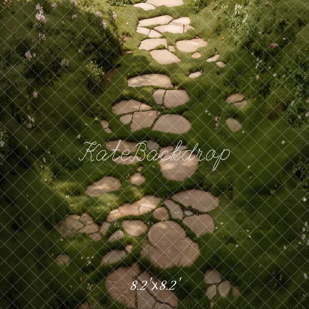 Kate Stone Pathway Mossy Green Garden Floor Backdrop Designed by Kate Image