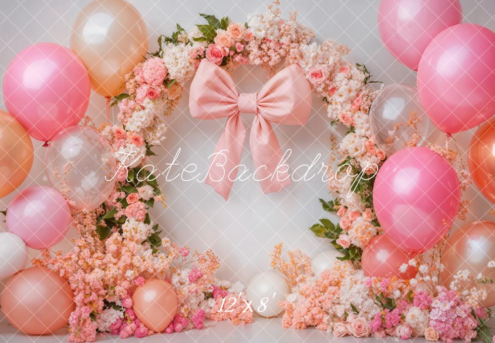 Fondo de globos rosas de arco floral smash cake