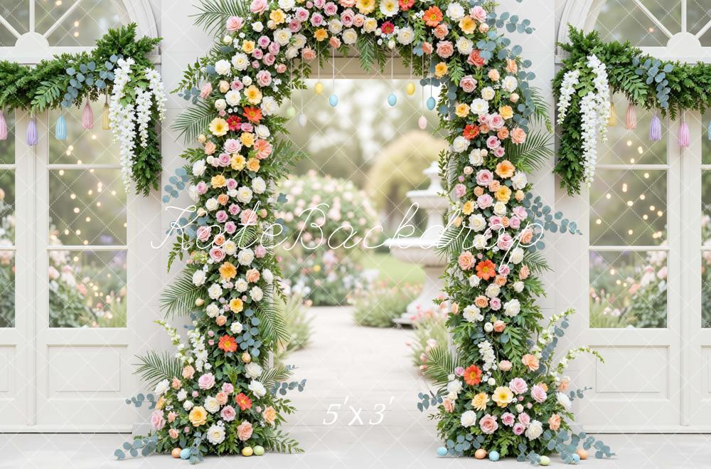Kate Spring Flower Arch Pastel Eggs Garden Backdrop Designed by Mini MakeBelieve