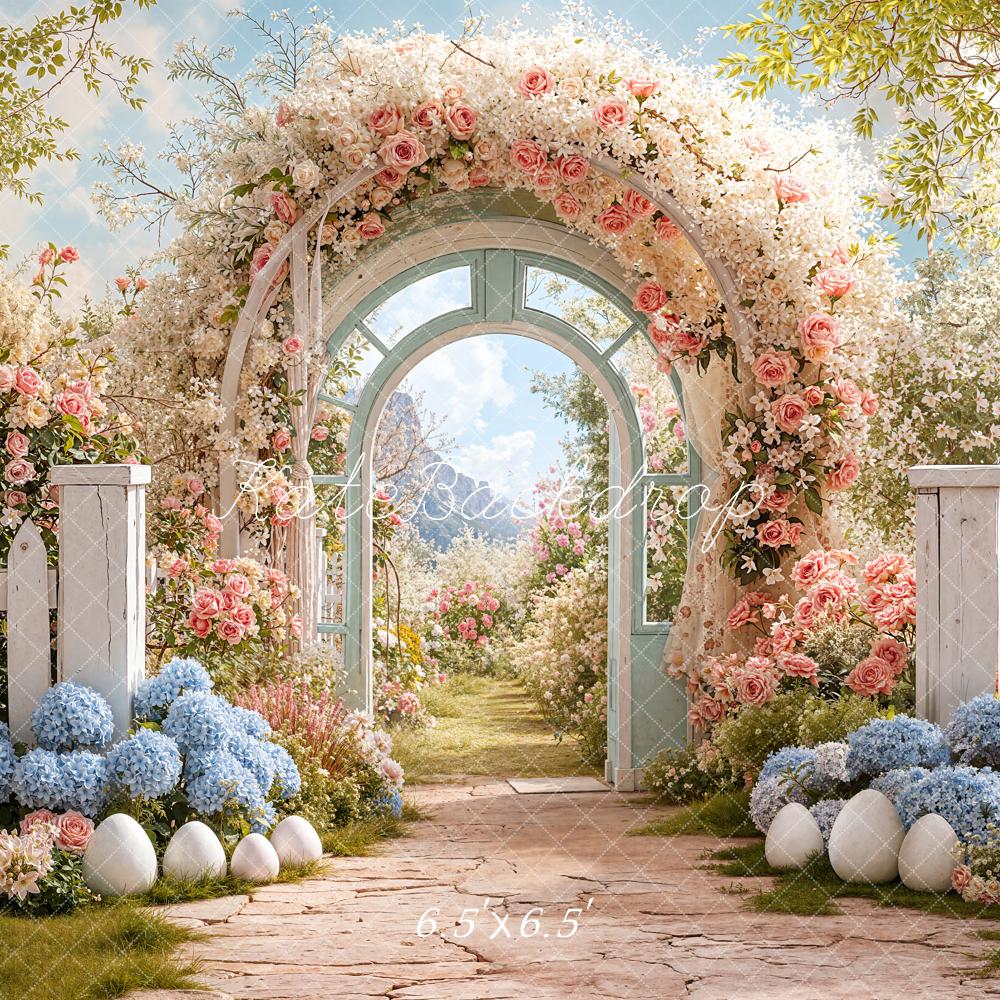Kate Easter Bunny Flower Arch Pastel Garden Backdrop Designed by Chain Photography