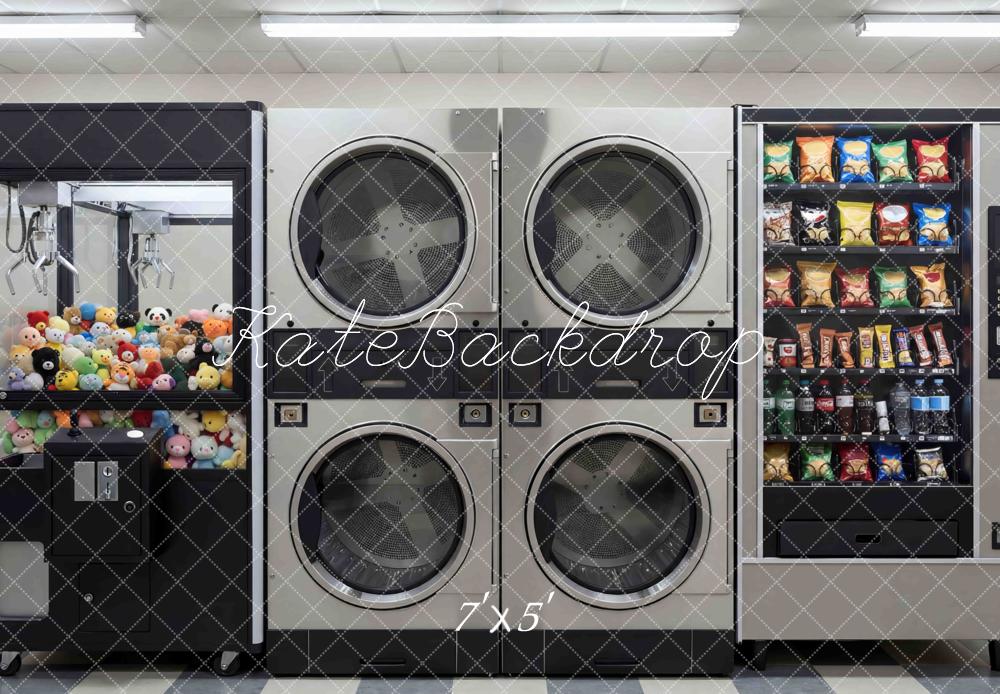 Kate Laundry Day Claw Machine Snack Vending Machine Printed Backdrop Designed by Mini MakeBelieve