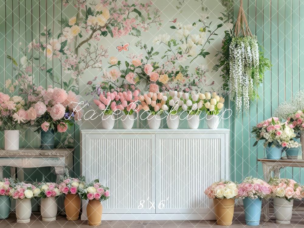 Spring Vintage Floral Cabinet Pastel Backdrop Designed by Mini MakeBelieve
