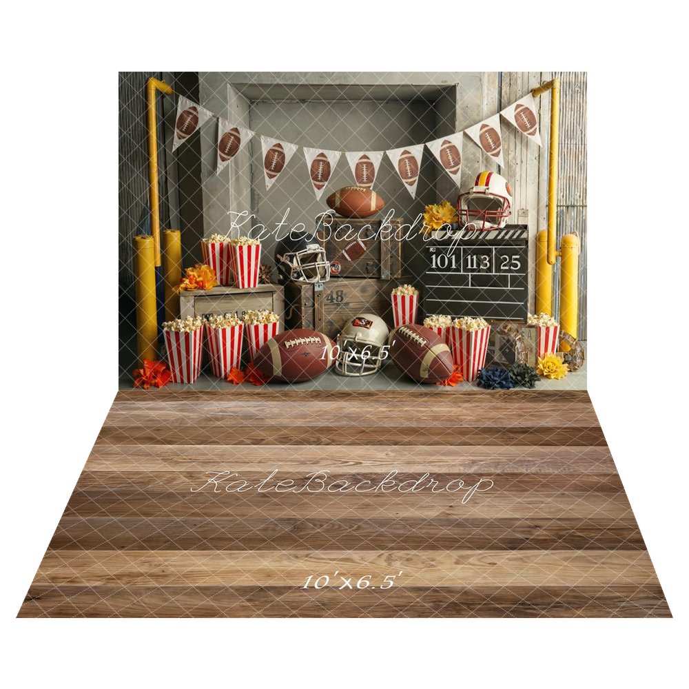 Kate Football Helmets Popcorn Scoreboard Crates Fall Backdrop+Brown ...