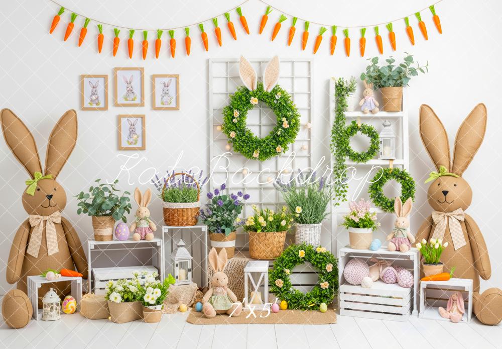 Kate Easter Bunny Greenery Carrot Garland Backdrop Designed by Patty Roberts
