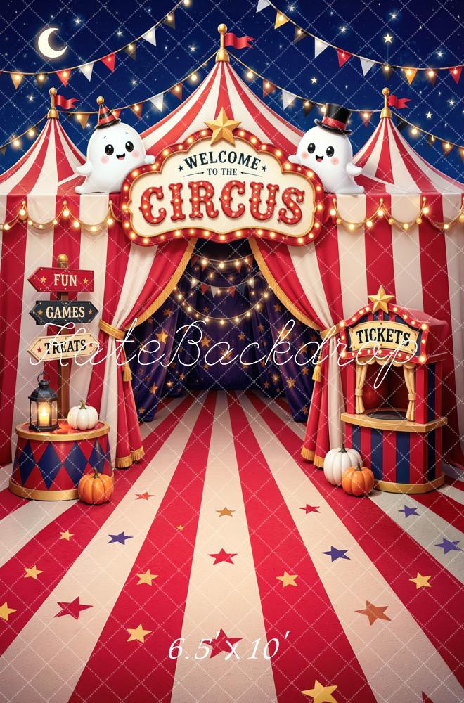 Kate Halloween Circus Tent Trunk or Treat Ghosts Printed Backdrop Designed by Mini MakeBelieve