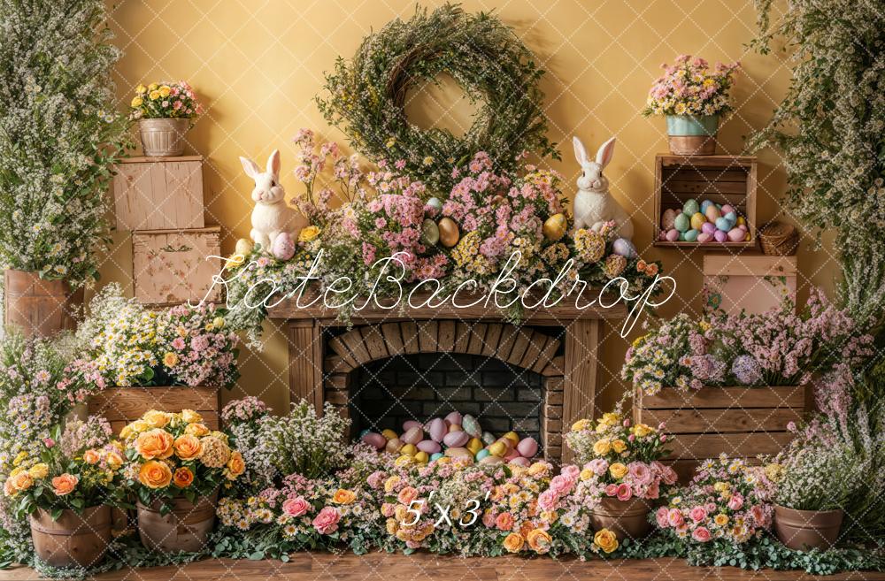 Easter Bunny Floral Foto Achtergrond Designed by Emetselch