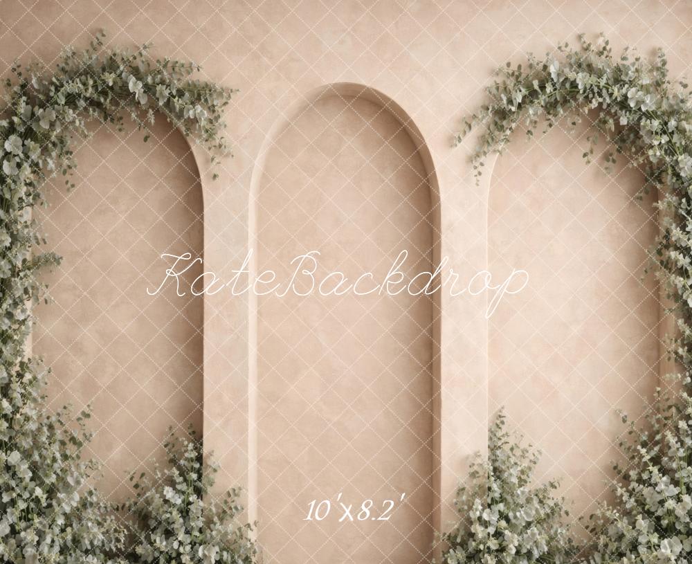 Kate Spring Flower Arch Arched Wall Beige Printed Backdrop Designed by Vertigo Productions