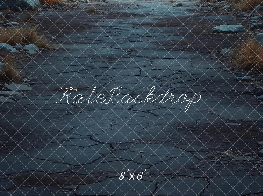 Kate Dark Cobblestone Pathway Rocks Grass Floor Printed Backdrop Designed by Laura Bybee