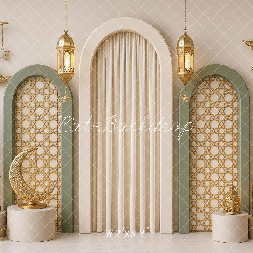 Kate Ramadan Crescent Moon Islamic Muslim Arch Lanterns Printed Backdrop Designed by Ashley Ward