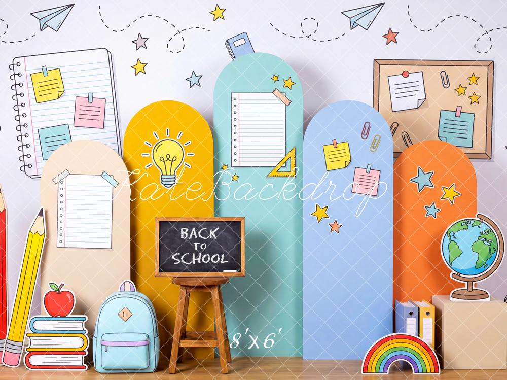 TEST Kate Back To School Classroom Doodle Pencils Books Globe Backpack Printed Backdrop Designed by Patty Roberts