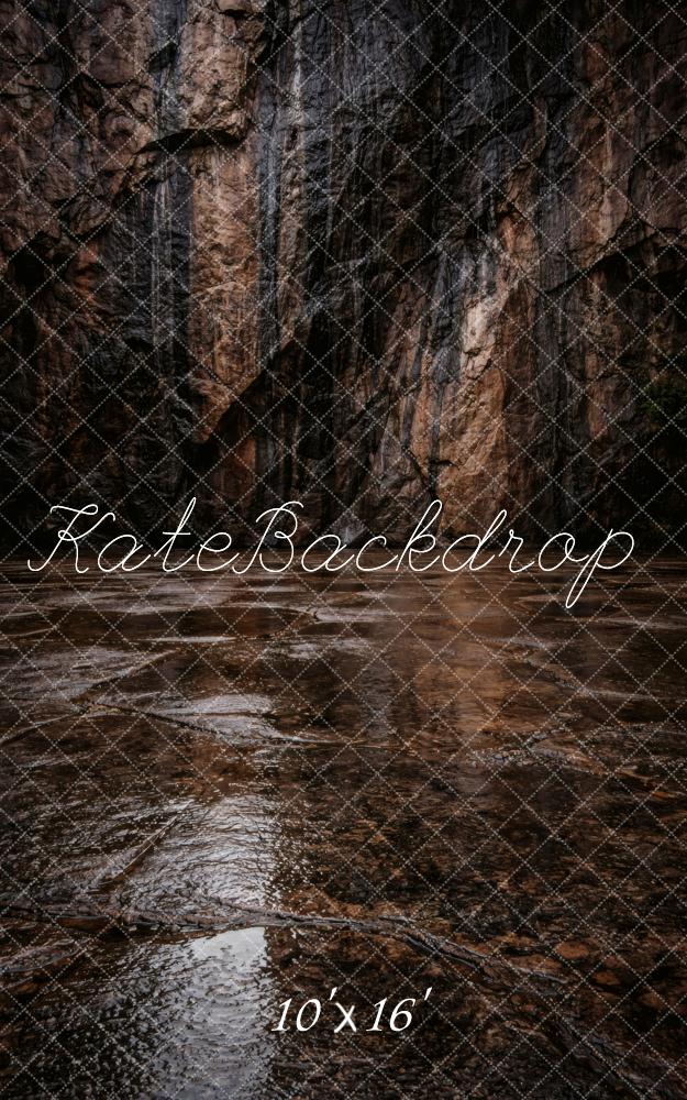 Kate Sweep Brown Rock Wall and Wet Floor Printed Backdrop Designed by Vertigo Productions