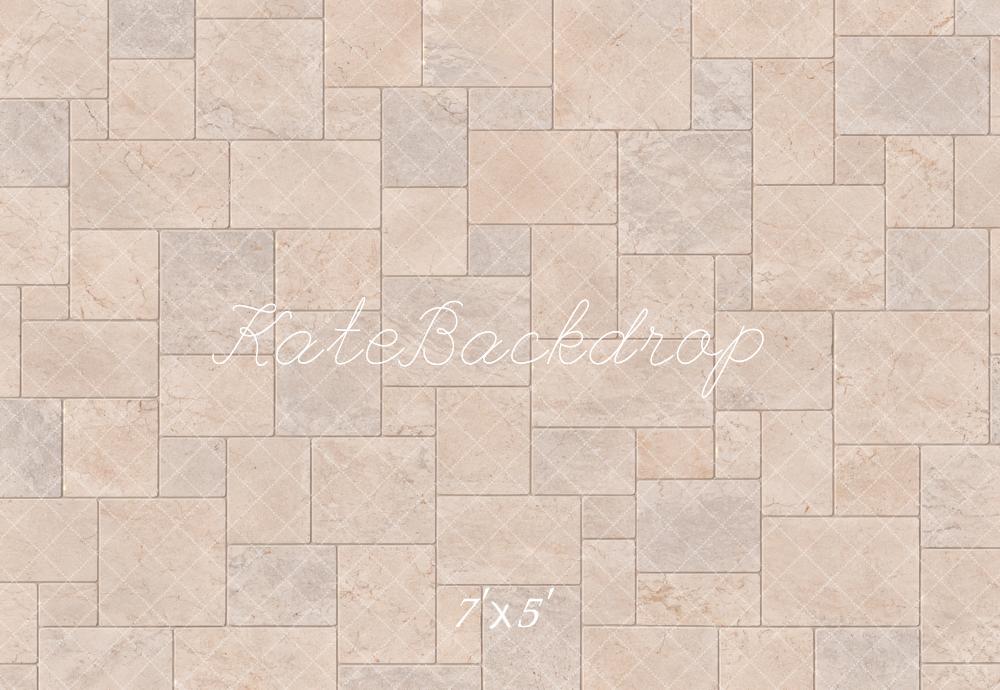 Kate Beige Marble Tile Floor Printed Backdrop Designed by Emetselch