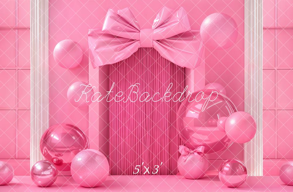 Kate Cake Smash Pink Bow Balloons Gift Boxes Backdrop Designed by Emetselch