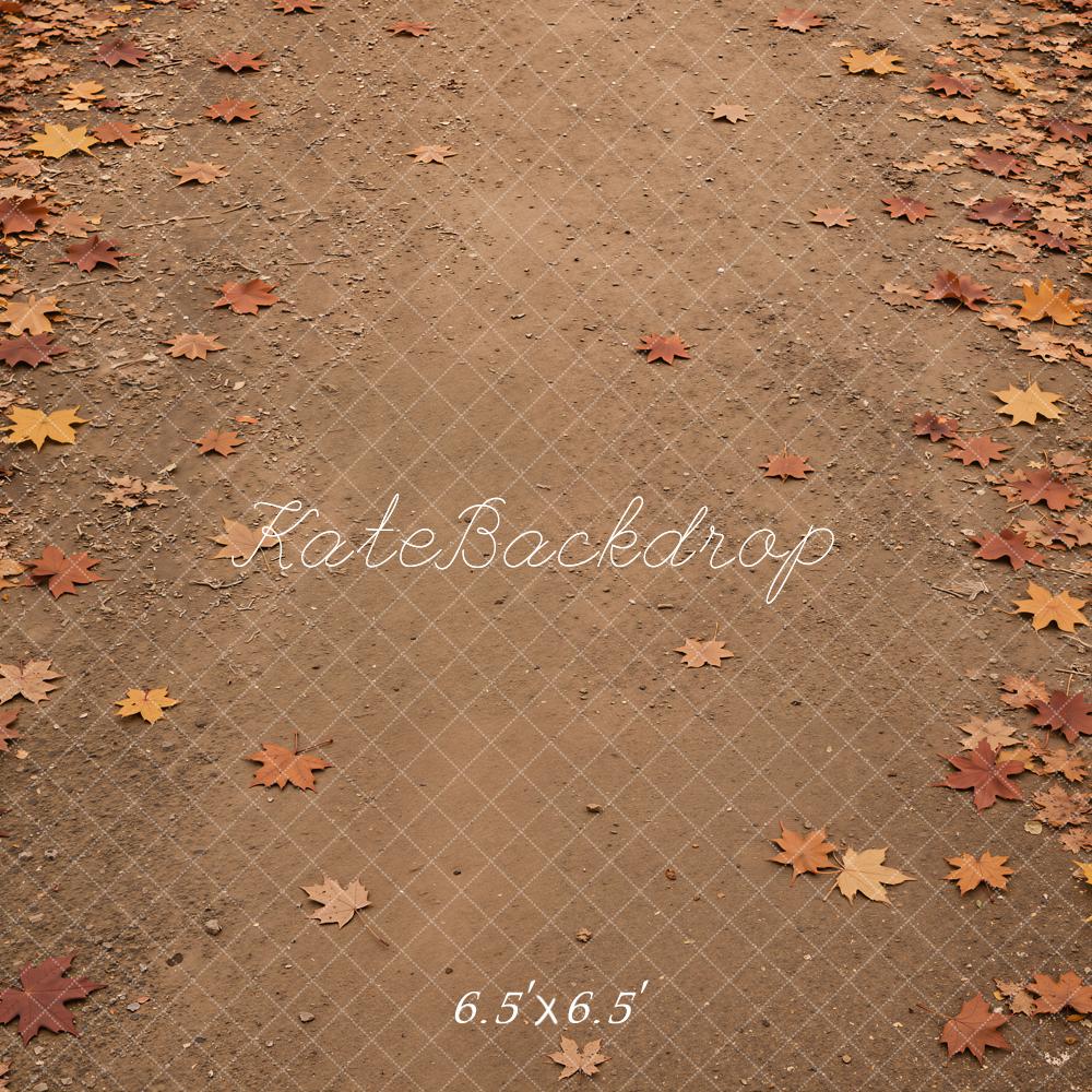 Kate Fall Leaves Covered Path Floor Printed Backdrop Designed by Kate Image