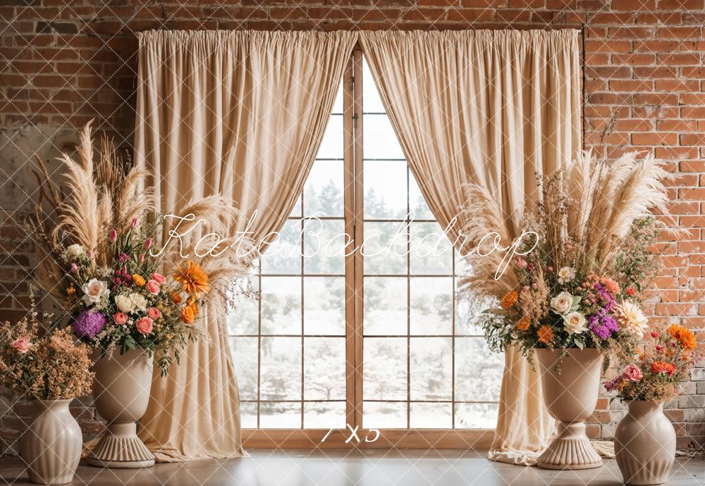 Elegant Rustic Window Floral Backdrop