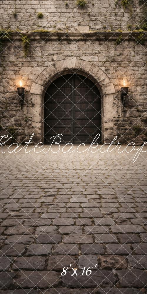 Kate Sweep Stone Castle Wall Cobblestone Floor Printed Backdrop Designed by Vertigo Productions