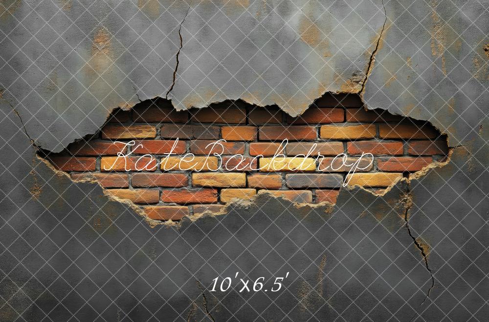 Kate Vintage Gray Brick Wall Backdrop Designed by Mini MakeBelieve
