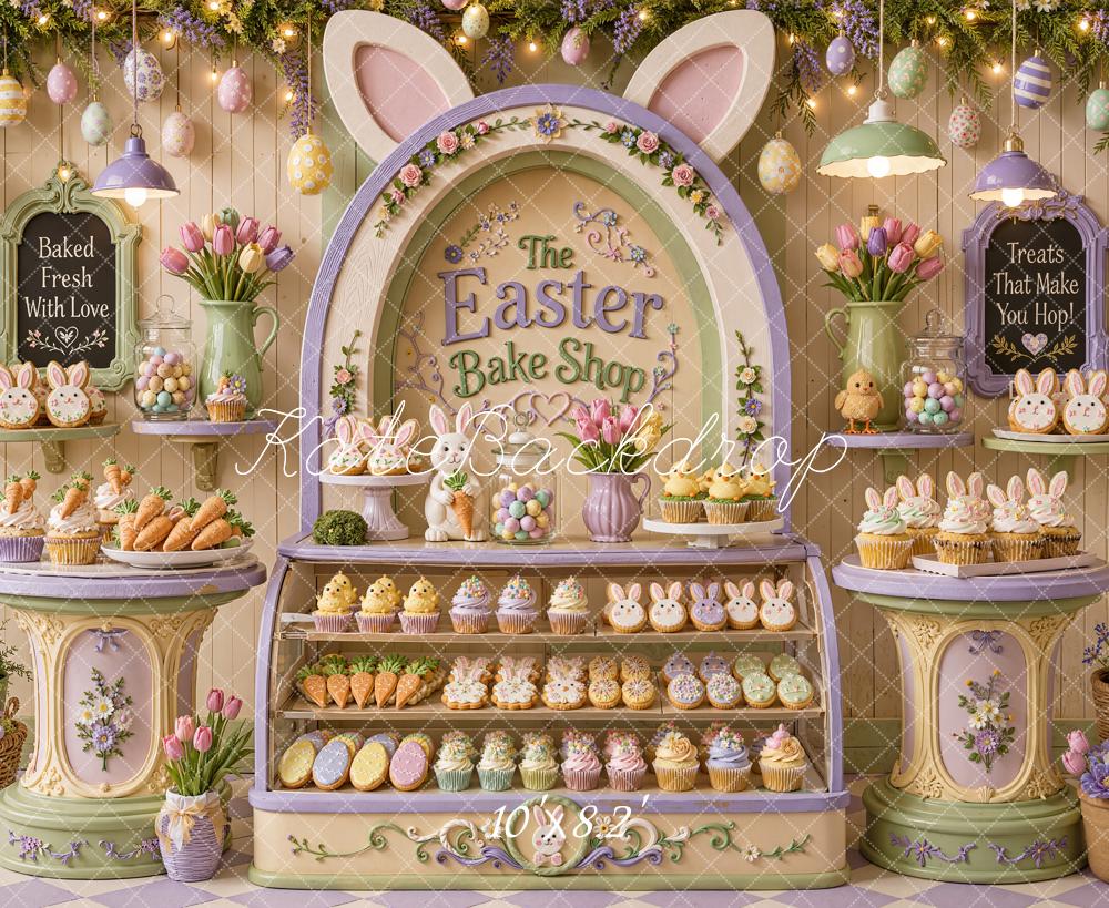 Kate Easter Bake Shop Floral Display Bunny Ears Eggs Printed Backdrop Designed by Chain Photography
