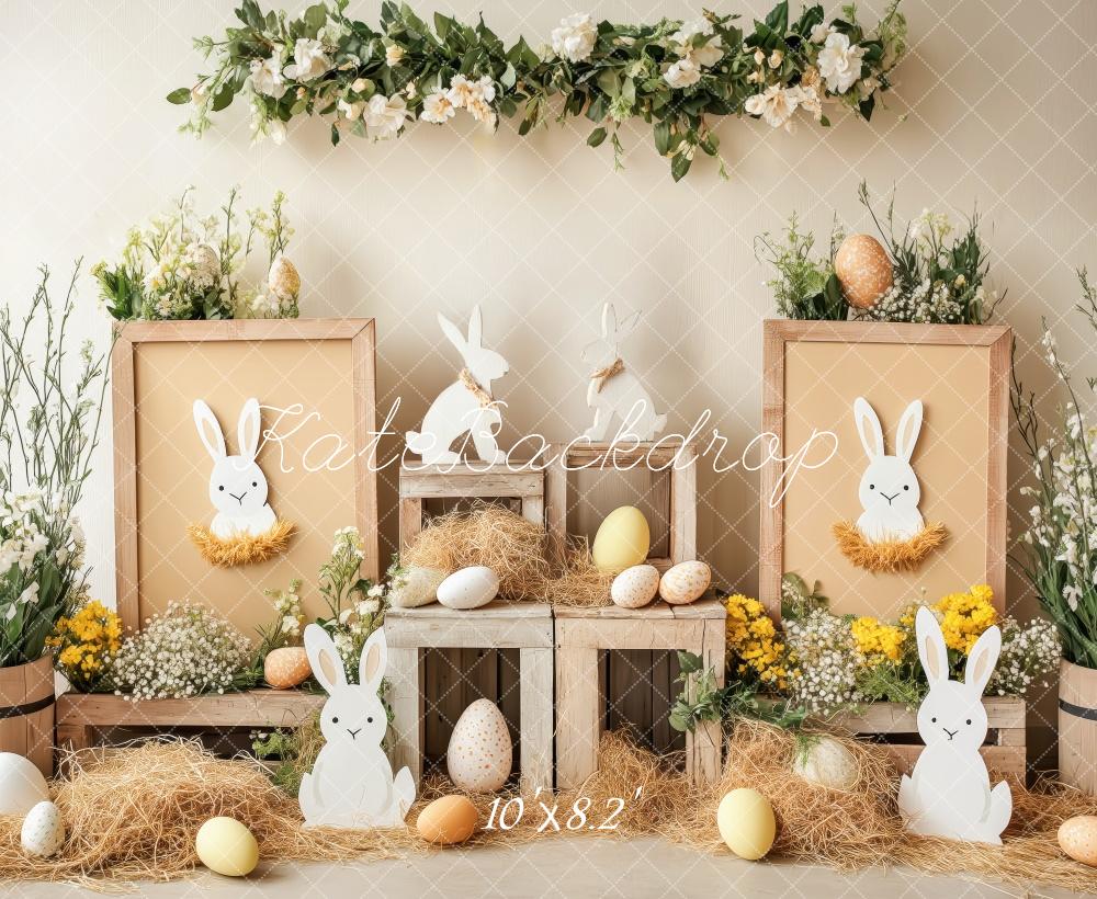 Kate Easter Bunny Floral Eggs Rustic Backdrop Designed by Patty Roberts