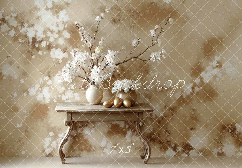 Kate Abstract Texture Beige Blossom Branch Table Printed Backdrop Designed by Mini MakeBelieve