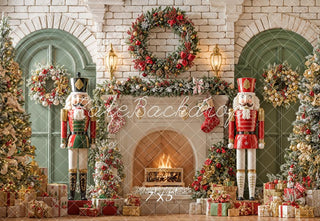 Sfondo da muro ad arco del caminetto di Natale Nutcracker progettato da Emetselch