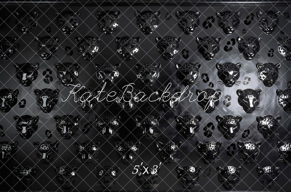 Kate Black Leopard Head Pattern Backdrop Designed by Mini MakeBelieve