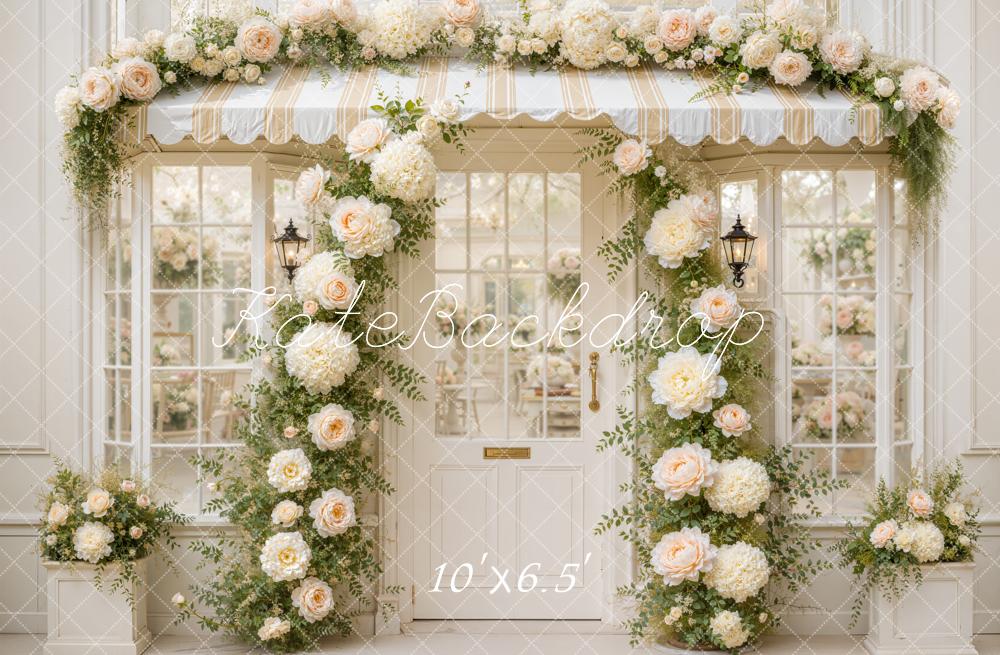 Kate Spring Cream Flower Arch Storefront Awning Printed Backdrop Designed by Emetselch