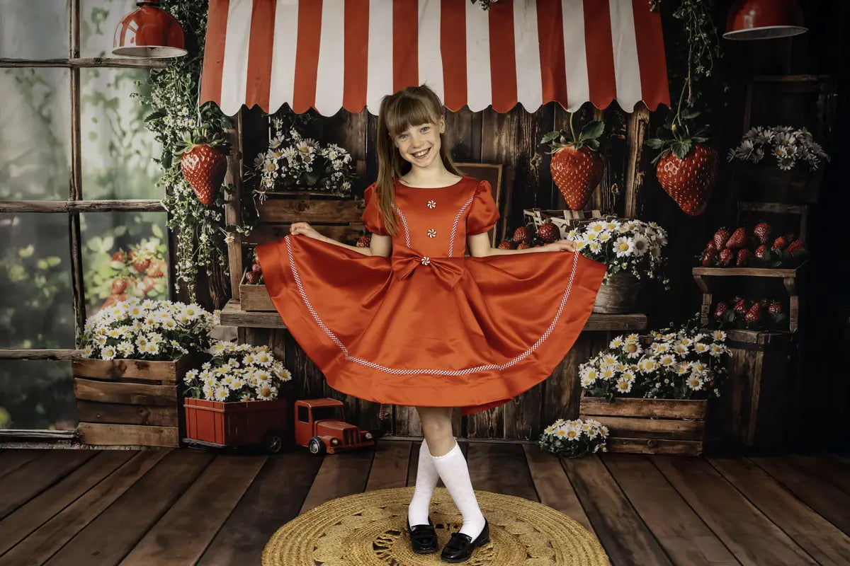 Kate Spring Strawberry Market Floral Wood Backdrop Designed by Emetselch