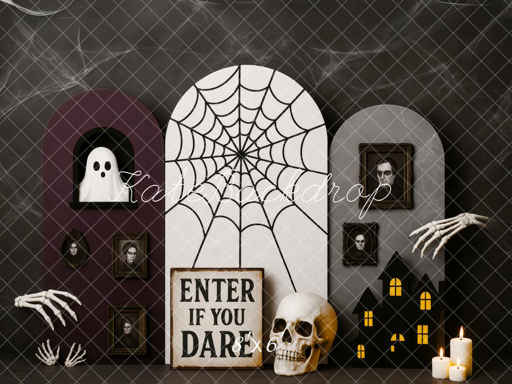 Kate Halloween Haunted Web Ghost Skeleton Backdrop Designed by Patty Roberts