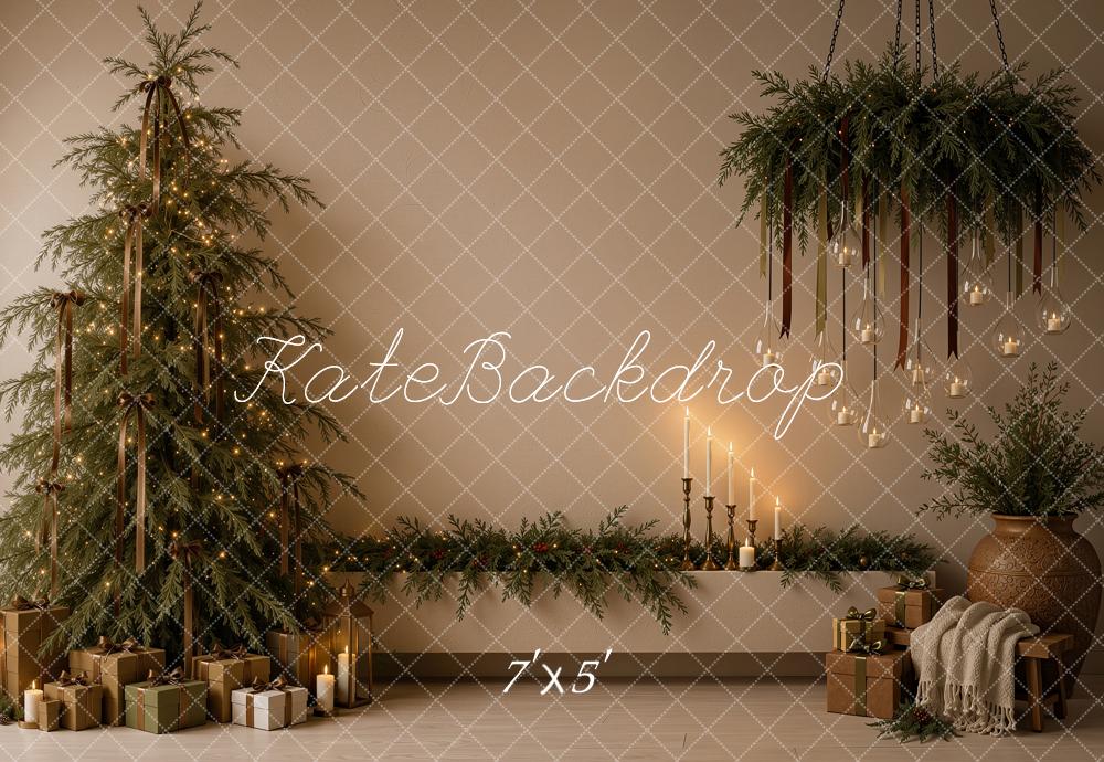 Kate Christmas Tree Candlelight Garland Printed Backdrop Designed by Ashley Ward