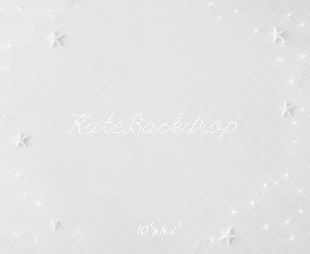 Kate White Origami Stars String Lights Floor Printed Backdrop Designed by Mini MakeBelieve