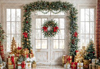 Kate Christmas Wreath Gifts Door Window Printed Backdrop Designed by Emetselch