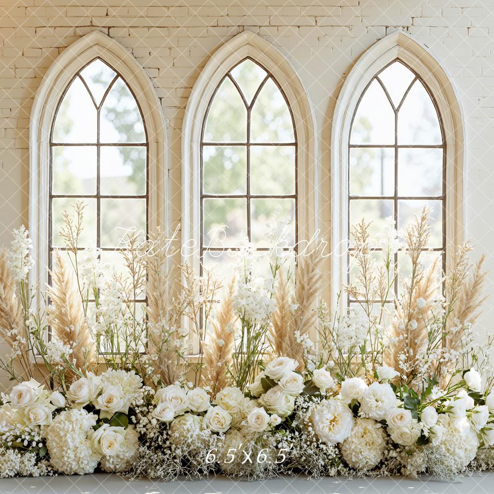 Kate Spring White Floral Church Windows Backdrop Designed by Mini MakeBelieve