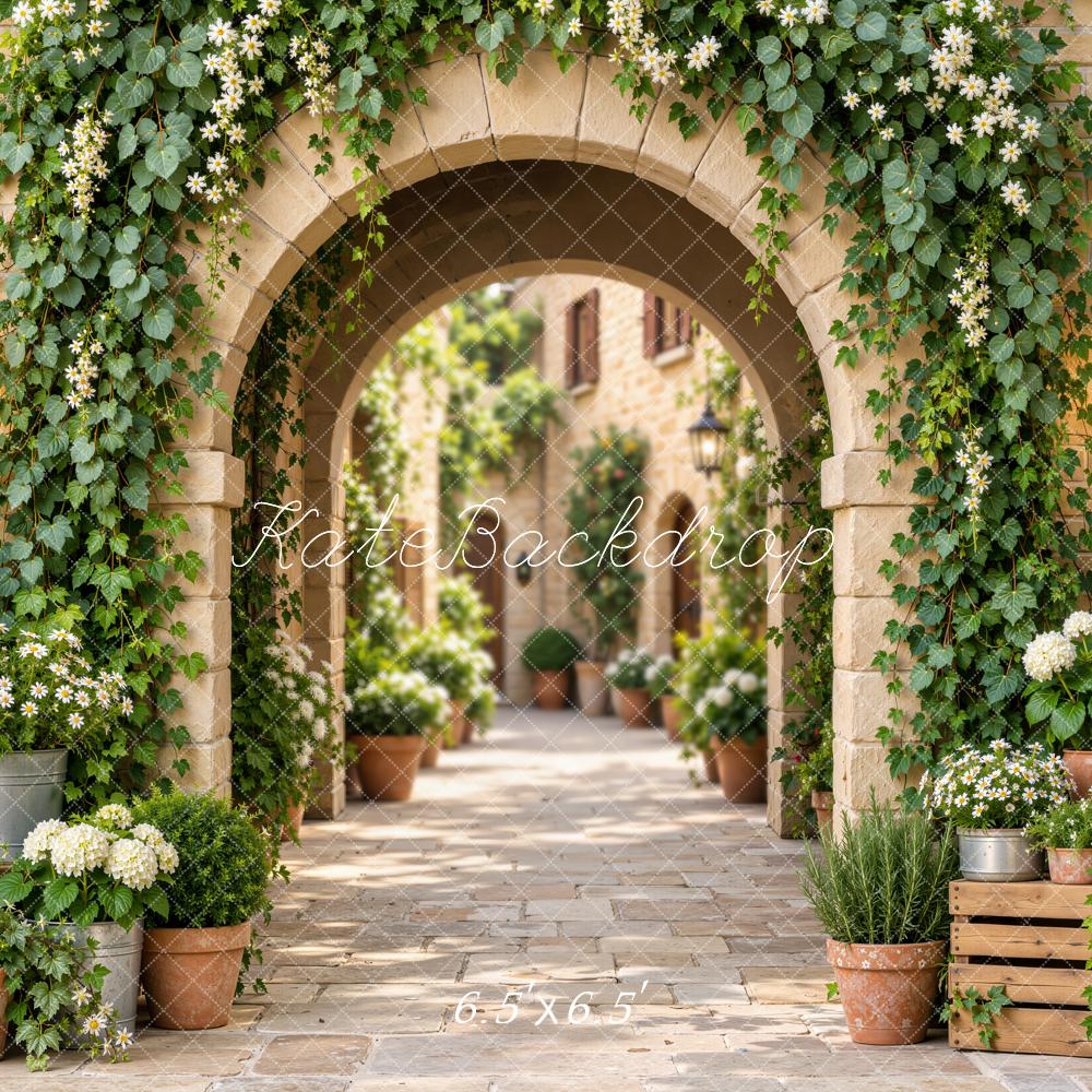Kate Spring Arch Ivy Garden Flower European Courtyard Printed Backdrop Designed by Emetselch