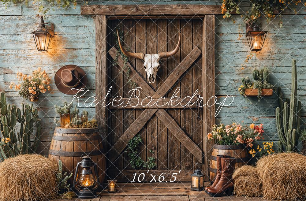 SALE Kate Western Cowboy Rustic Barn Door Backdrop Designed by Emetselch