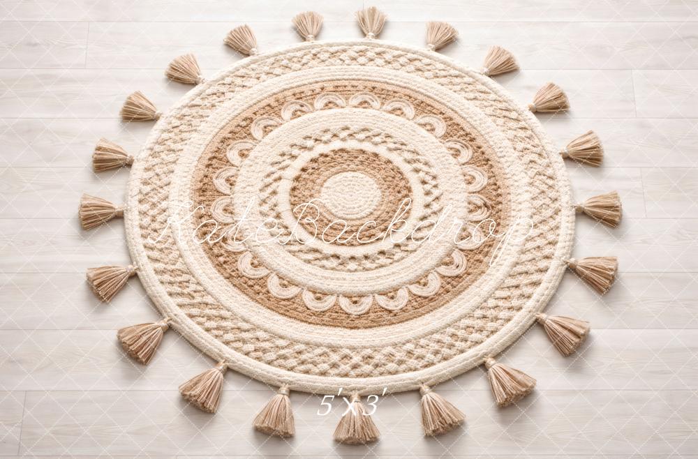 Kate Boho Round Crochet Rug Floor Printed Backdrop Designed by Vertigo Productions