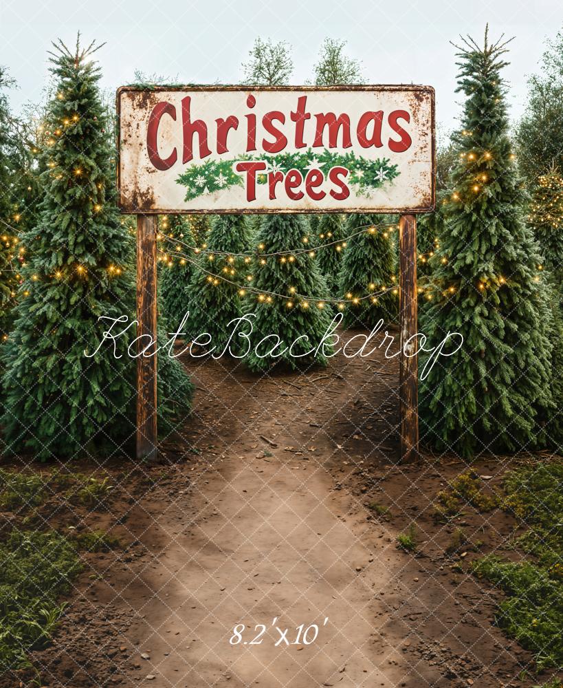 Kate Christmas Trees Farm Path Backdrop Designed by Emetselch