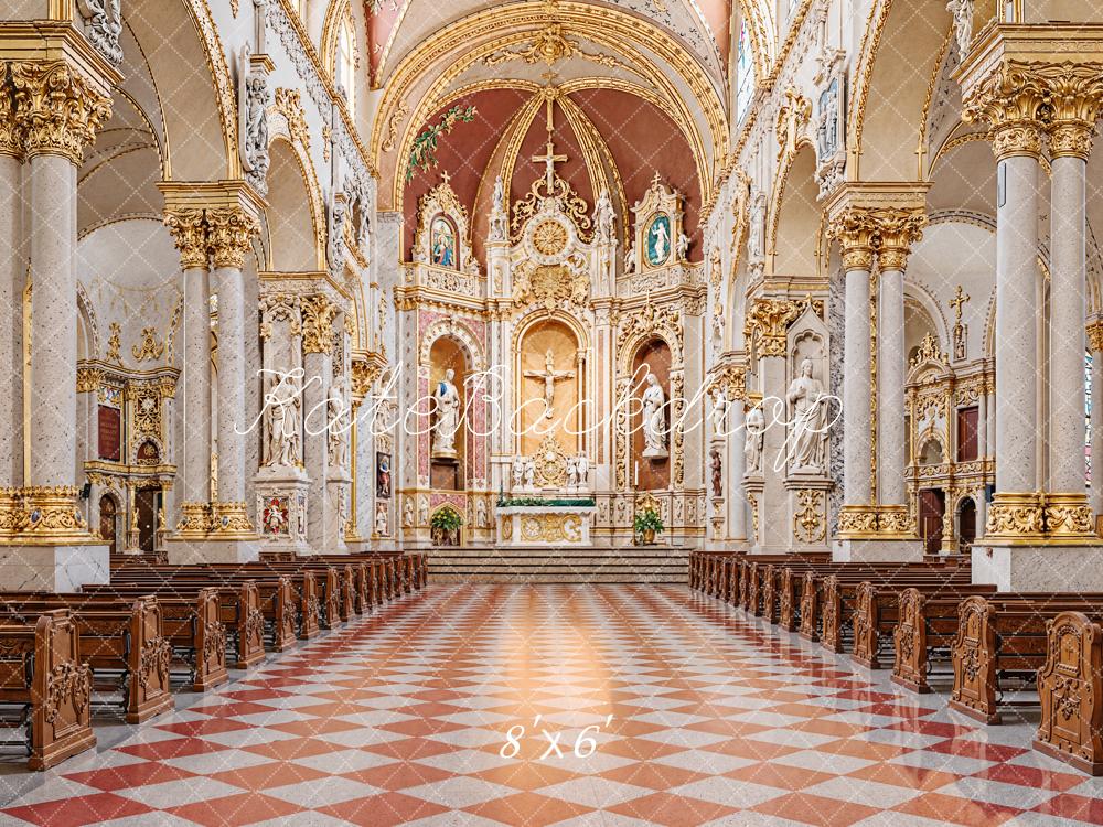 Kate Retro Architecture Ornate Church Interior Backdrop Designed by Emetselch