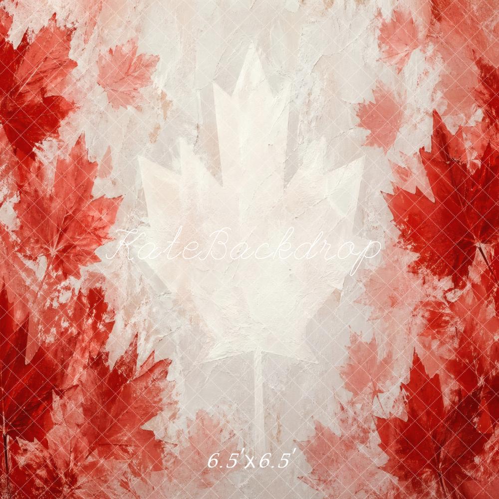 Kate Canada Maple Leaf Red White Texture Patriotic Printed Backdrop Designed by Vertigo Productions
