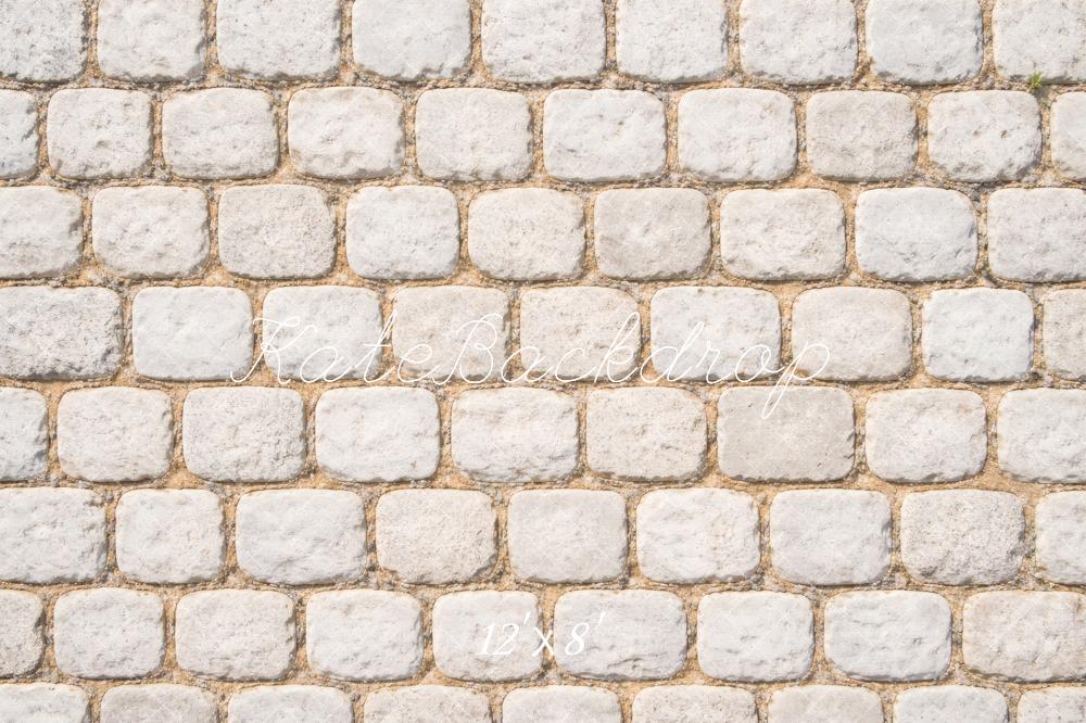 Kate White Cobblestone Wall Printed Backdrop Designed by Vertigo Productions