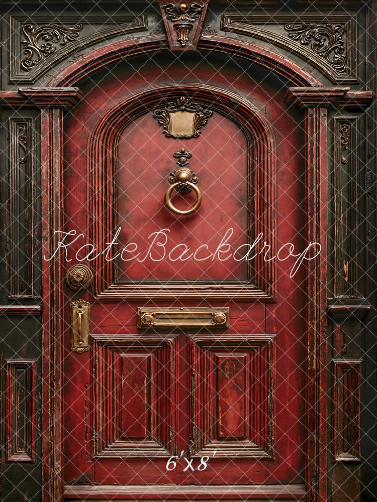 Kate Red Vintage Door Ornate Wood Frame Backdrop Designed by Chain Photography
