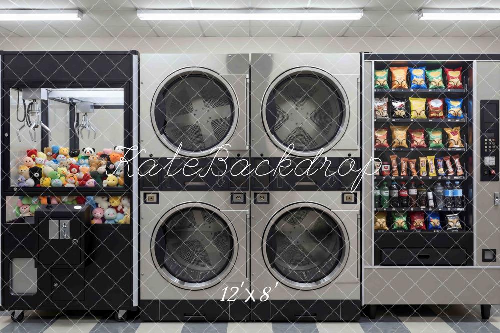 Kate Laundry Day Claw Machine Snack Vending Machine Printed Backdrop Designed by Mini MakeBelieve