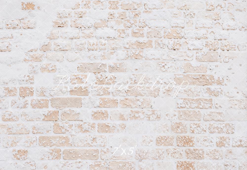 Kate Winter White Vintage Snow Brick Floor Printed Backdrop Designed by Kate Image