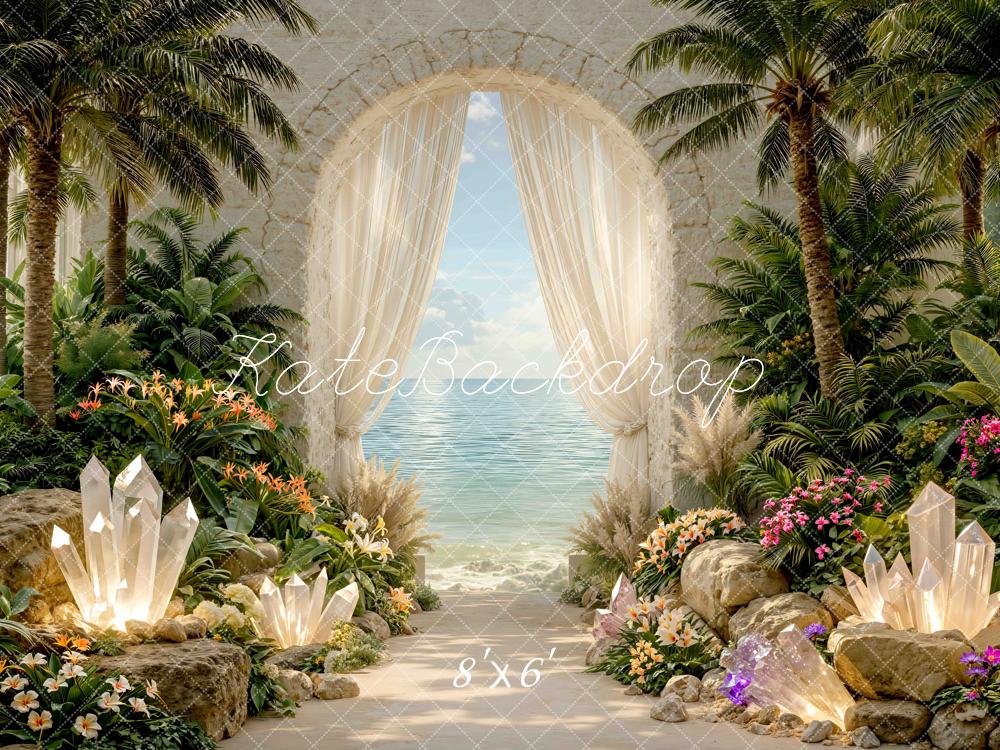 TEST Kate Tropical Crystal Arch Ocean Garden Printed Backdrop Designed by Mini MakeBelieve