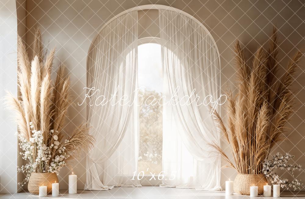 Kate Mother's Day Boho Arch Window Pampas Grass Candles Backdrop Designed by Emetselch