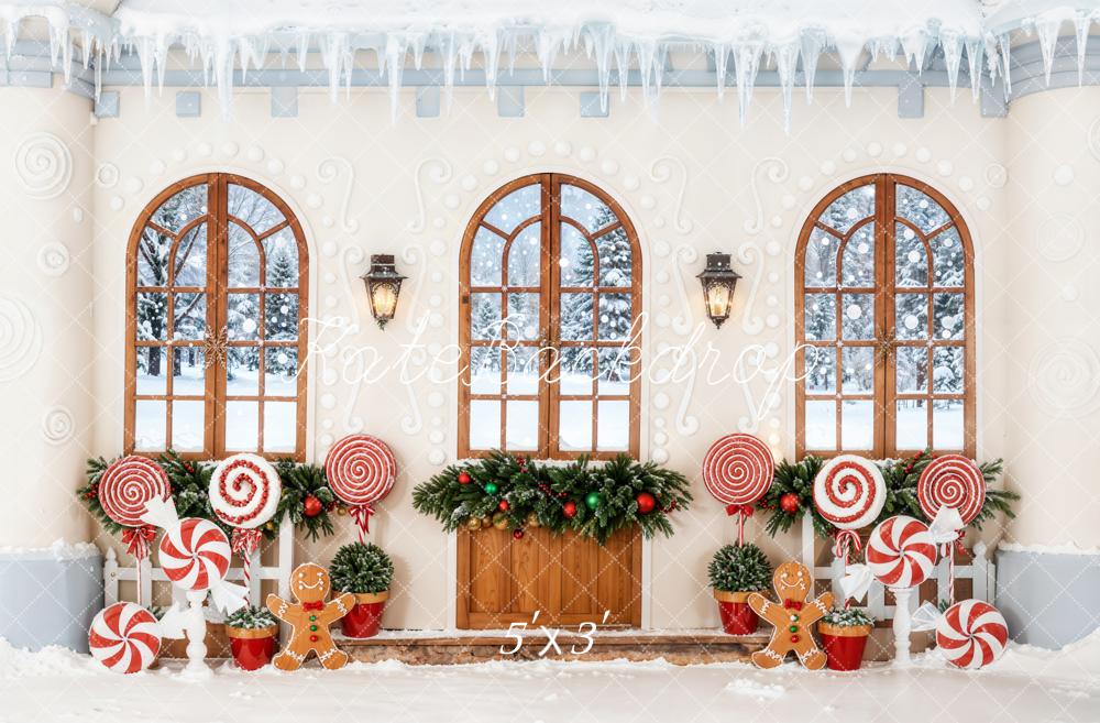 Kate Christmas Gingerbread Candy Arched Windows Backdrop Designed by Emetselch