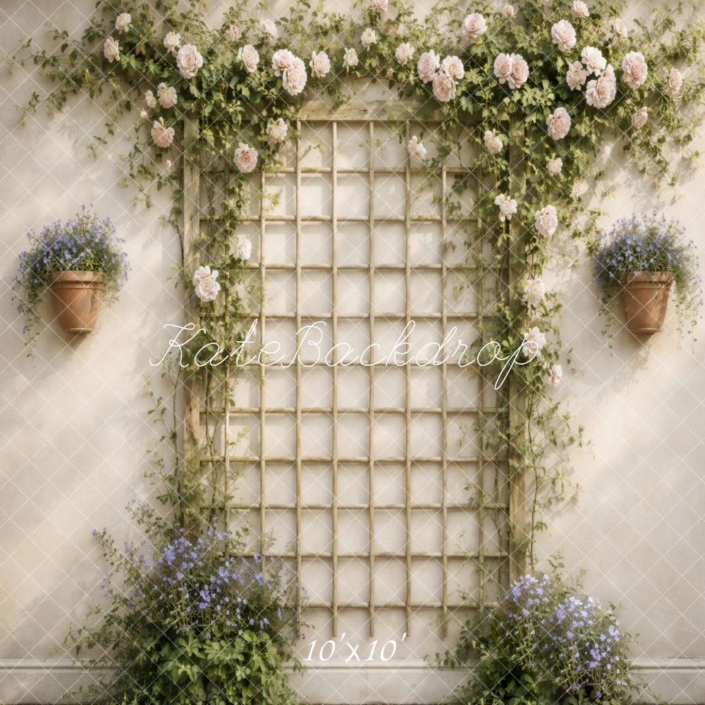 Kate Spring Floral Trellis Garden Wall Printed Backdrop Designed by Vertigo Productions