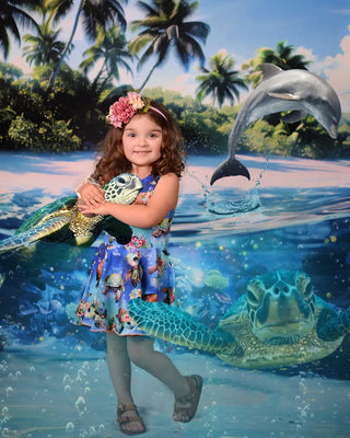 Kate Fantasy Sea Island Colorful Underwater World Printed Backdrop Designed by Mini MakeBelieve