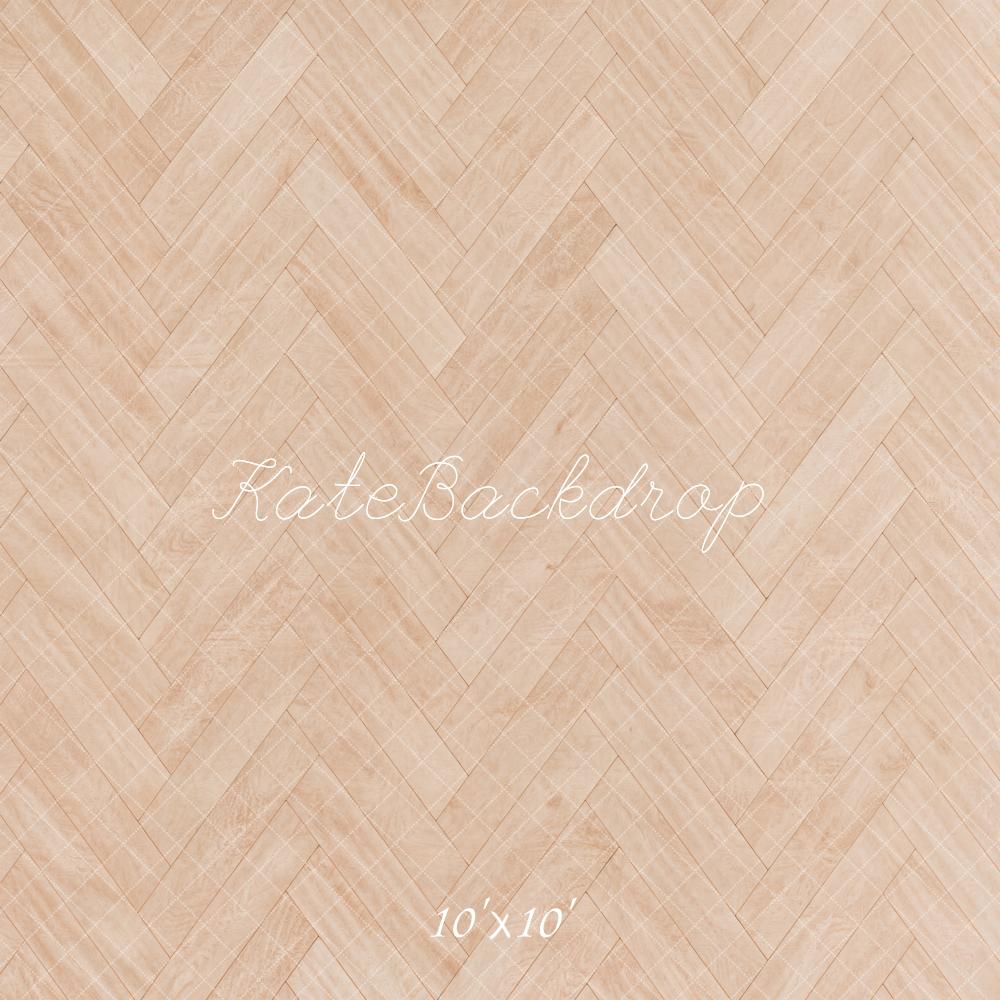 Kate Beige Herringbone Wood Floor Printed Backdrop Designed by Kate Image