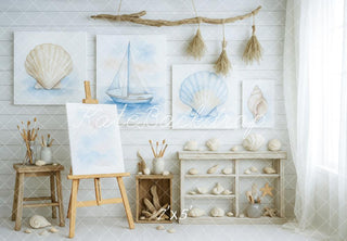 Nautical Seashell Art Studio Foto Achtergrond Designed by Patty Roberts